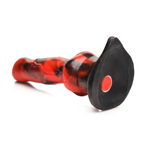 Red and black textured silicone toy