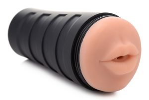 Realistic male pleasure toy with a lifelike mouth design