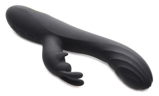 Black silicone vibrator with ergonomic design