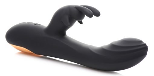 Stylish black silicone vibrator with unique design