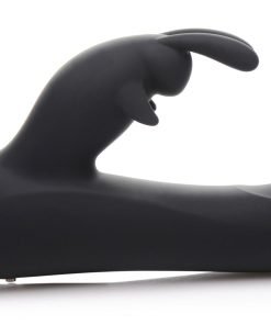 A sleek black vibrator with ergonomic design and multiple buttons