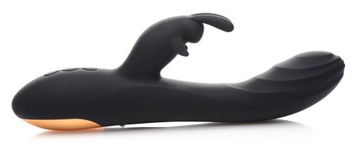 A sleek black vibrator with ergonomic design and multiple buttons