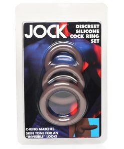 Set of three discreet silicone cock rings in packaging