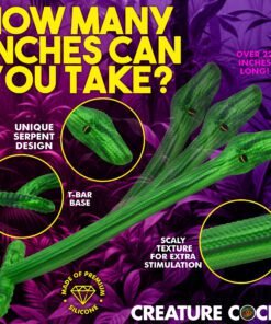 Unique serpent design silicone toy with T-bar base