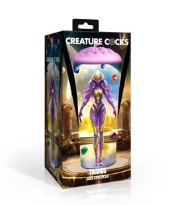 Packaging of a fantasy-themed product featuring a character named Thanus with vibrant colors and gems.