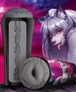 Stylized illustration featuring a wolf character and a unique product design