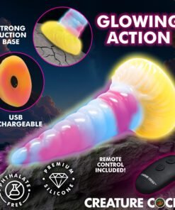 Colorful silicone toy with a strong suction base and remote control.