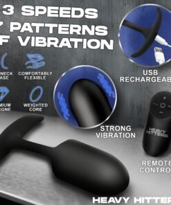 Black silicone vibrating device with remote control and charging cable