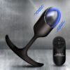 Black vibrating anal plug with remote control on a textured background