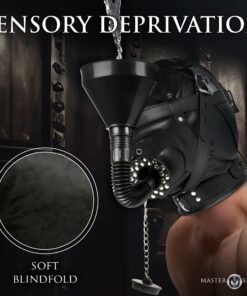 Sensory deprivation gear featuring a soft blindfold and a funnel attachment.