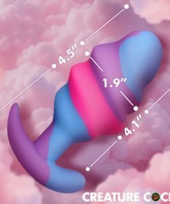 Colorful and unique silicone toy with measurement indicators in a cloud background