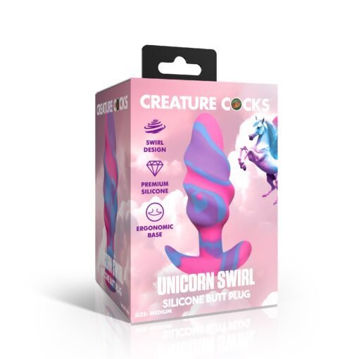Colorful Unicorn Swirl Silicone Butt Plug packaging