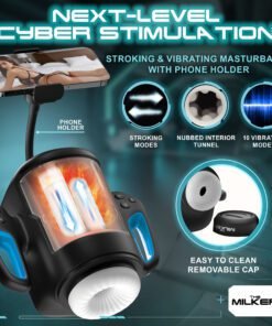 Vibrating masturbator with phone holder and multiple modes