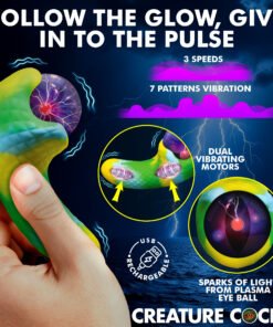 Colorful vibrating toy with dual motors and plasma eye effect