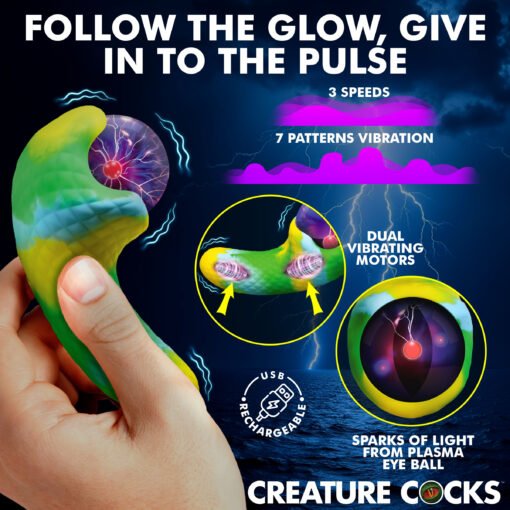 Colorful vibrating toy with dual motors and plasma eye effect