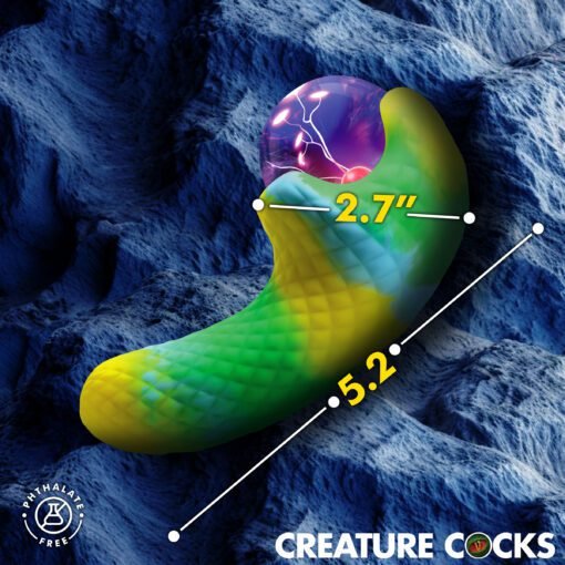 Colorful textured silicone toy with measurement markings.