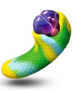 Colorful abstract representation of a worm-like shape with a glowing orb on top.