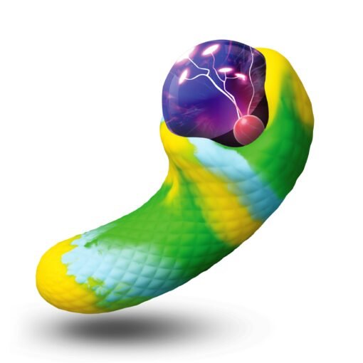 Colorful abstract representation of a worm-like shape with a glowing orb on top.