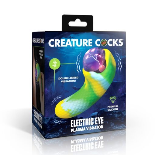 Colorful packaging of the Electric Eye Plasma Vibrator featuring double-ended vibration