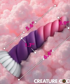 Colorful twisted toy against a fluffy pink background