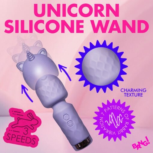 Colorful unicorn silicone wand with charming texture and multiple vibration patterns