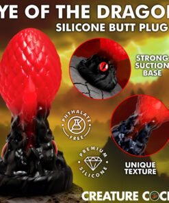 Red dragon eye silicone butt plug with strong suction base