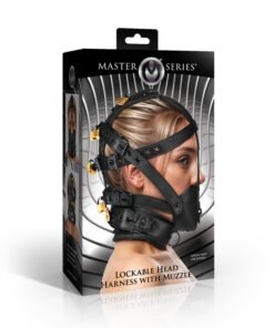 Lockable head harness with muzzle packaging