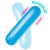Two flexible blue and light blue objects overlapping with a dynamic design.