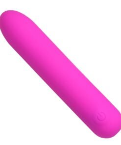 Pink silicone vibrator on a white background