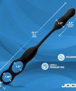 Black splashproof sex toy with dimensions