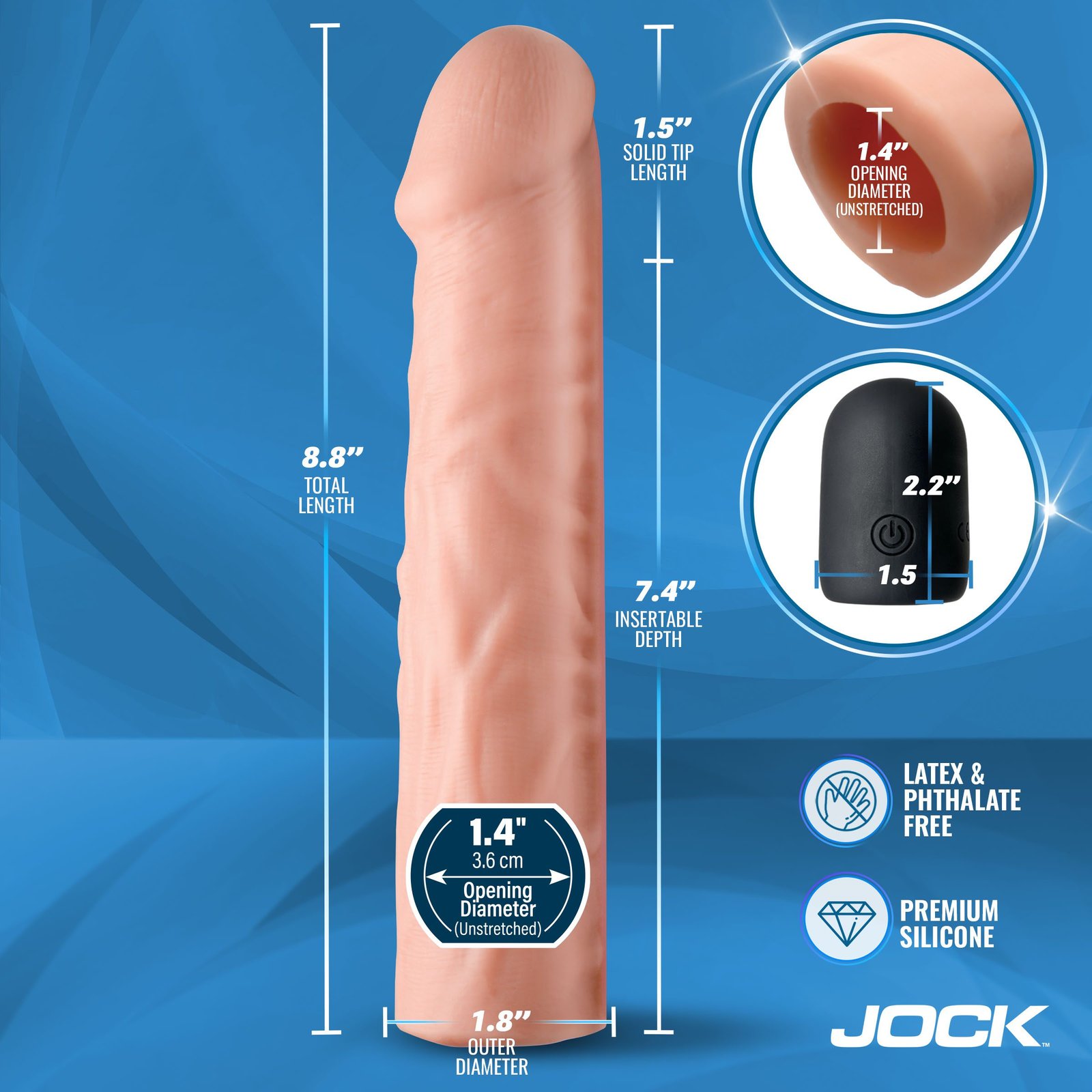 Enhancers Vibrating Penis Extension w/ Remote – Medium