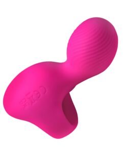 Bright pink silicone massager with textured surface