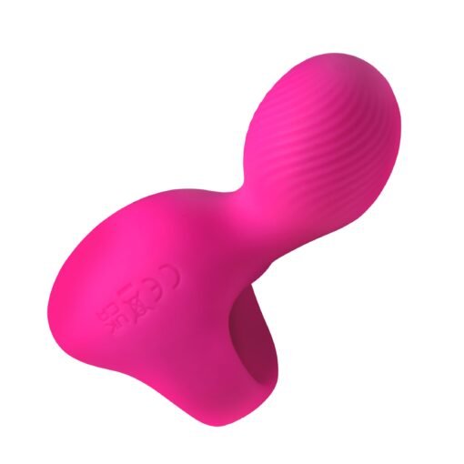Bright pink silicone massager with textured surface