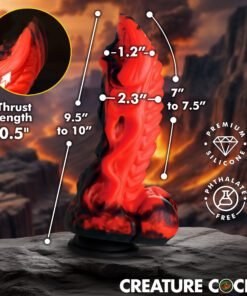 Vibrant red and black silicone product with measurement indicators