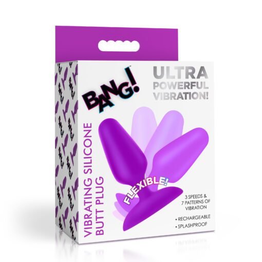 Flexible Vibrating Silicone Butt Plug - Purple - Image 6