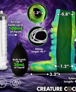 Colorful silicone product with measurement details displayed