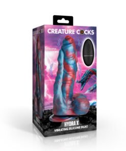 Vibrating silicone dildo in colorful packaging