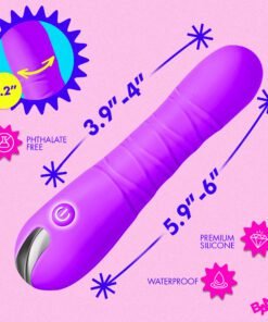 Vibrant purple silicone vibrator featuring adjustable length and waterproof design.