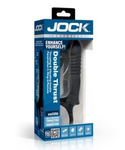 Black silicone double thrusting and vibrating device for enhanced pleasure