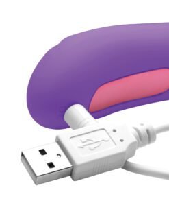 Close-up of a purple device with a USB connector