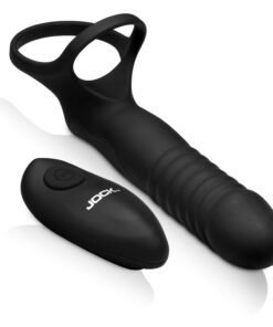 Black silicone vibrating toy with remote control