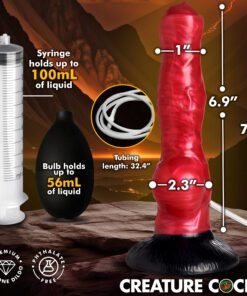 Creature Cocks silicone dildo with measuring syringe and bulb