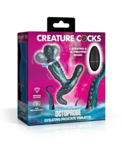 Colorful packaging for the Octoprobe gyrating prostate vibrator featuring tentacle design