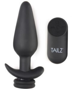 Black silicone anal plug with remote control