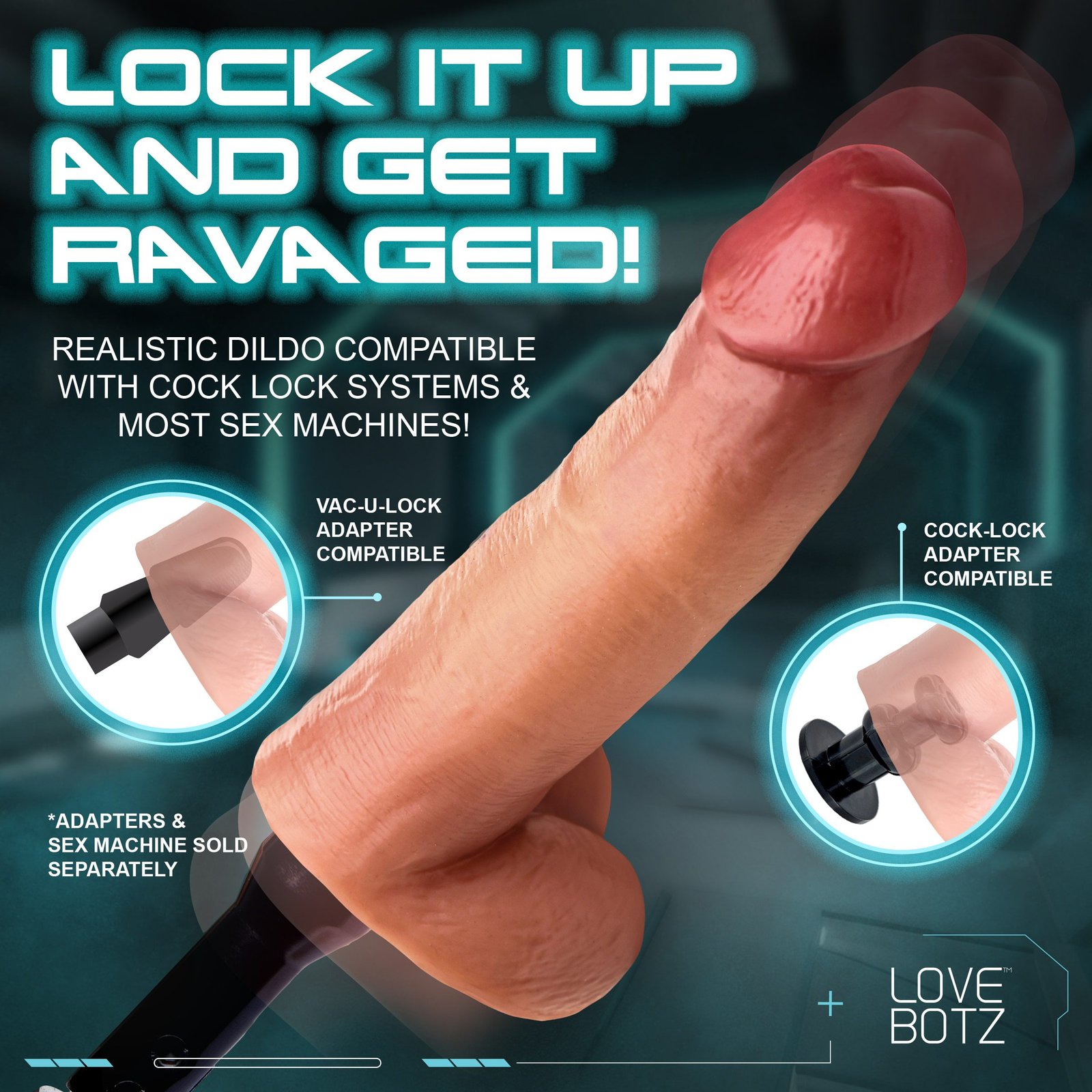 8" Cock Lock Dildo with Balls - Image 2