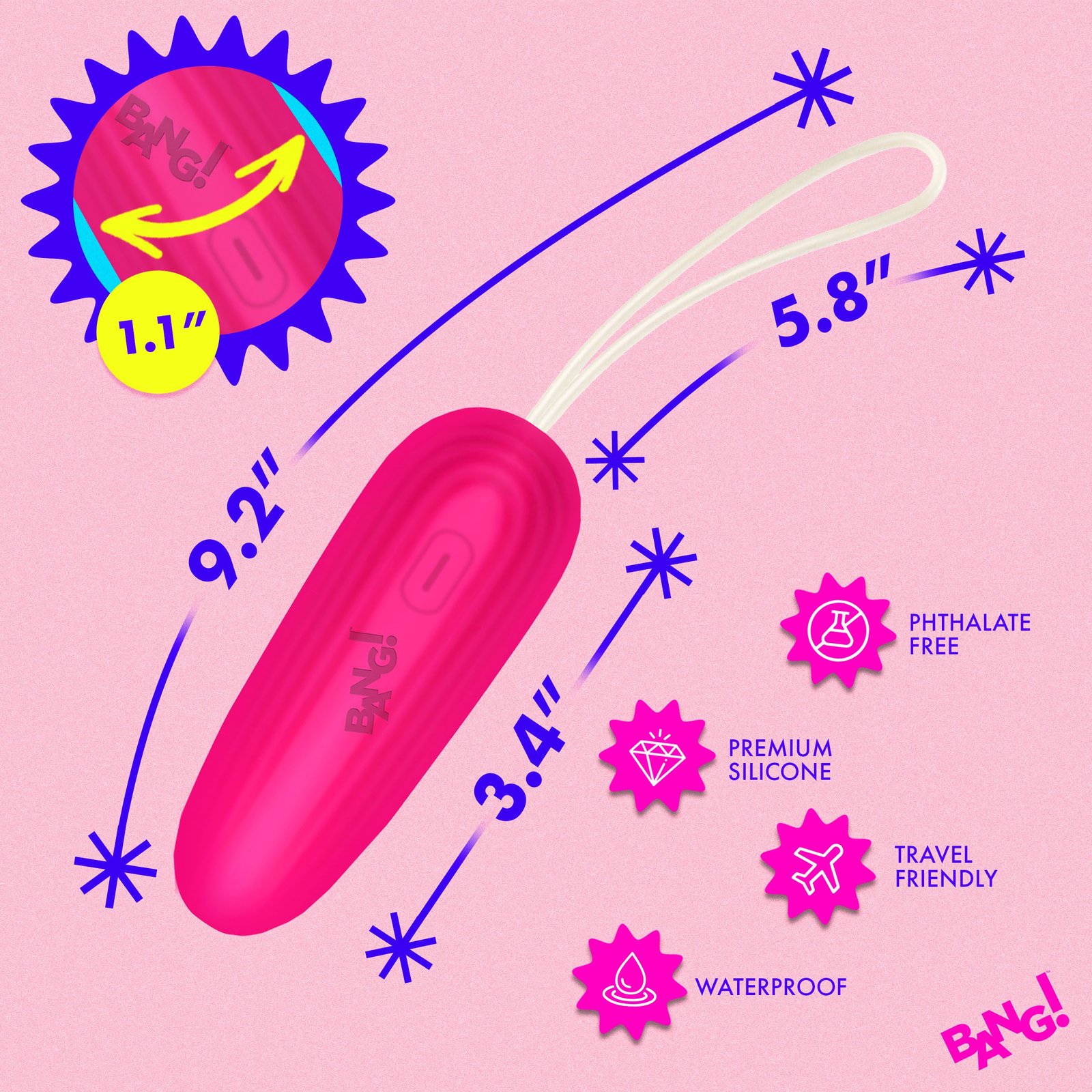 Silicone Vibrating Egg - Pink - Image 3