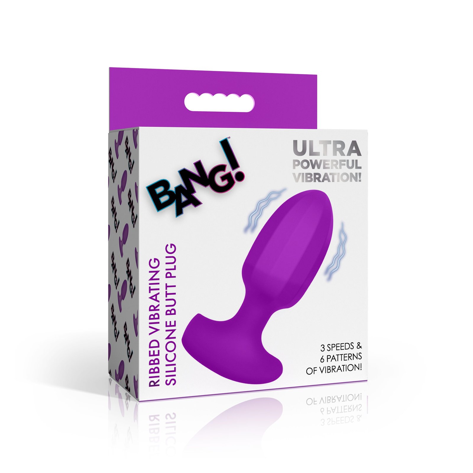 Ribbed Vibrating Silicone Butt Plug - Purple - Image 6