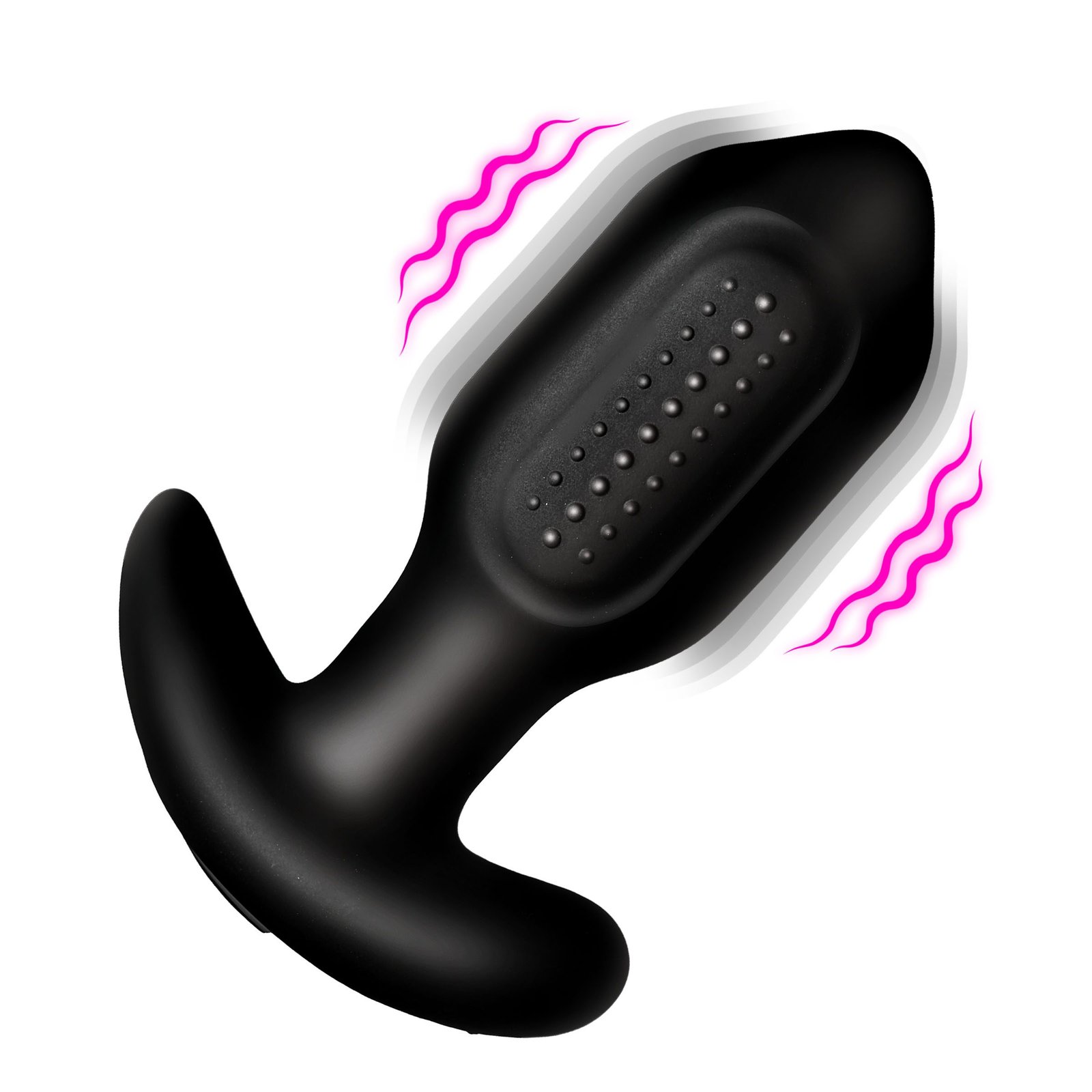 Bumpy Vibrating Silicone Butt Plug - Black - Image 5