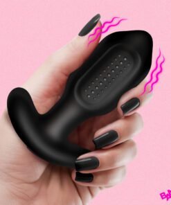 Bumpy Vibrating Silicone Butt Plug - Black