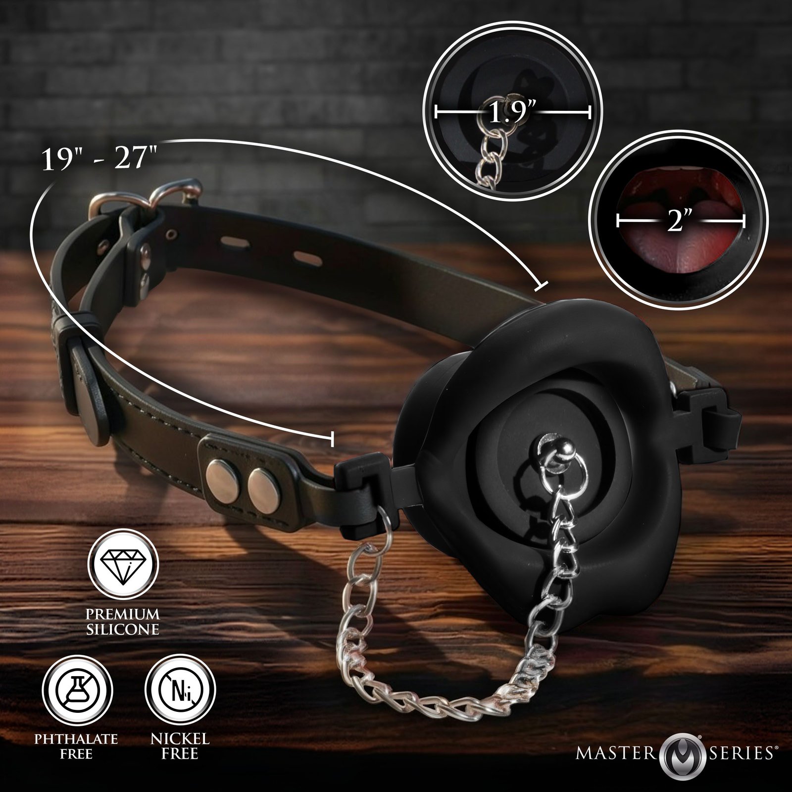 Plugged Silicone Feeding Gag - Black - Image 4